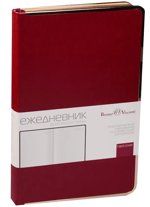 Ежедневник недат. А5 136л "CHELSEA" бордовый, иск.кожа, тон.блок, мет.окантовка, ляссе, Bruno Visconti 242696 — 4