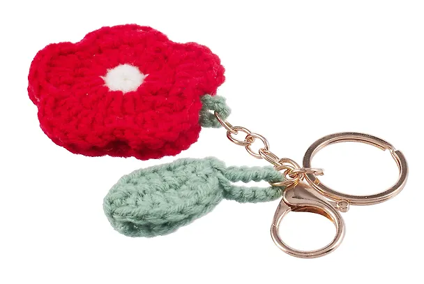 Брелок вязаный Цветок красный (текстиль) (9см) (12-4305-202507-KNIT1) 3121775 — 4