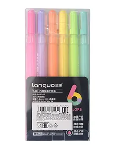 Ручки гелевые акриловые 06цв 1,0мм "Neon" , ПВХ-уп