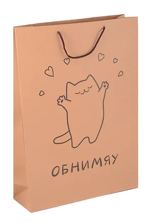 Пакет А3 45*32*10 "Обнимяу" крафт, женск. 3018966