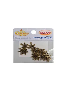 Фурнитура металл подвеска Снежинка шестиконеч. золото (00009402) (12шт) (18х15х1мм) (10г) (упаковка)