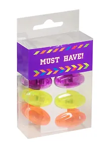 Зажимы для бумаг 08шт "Эллипс" цветные, НЕОН, пл.уп., MUST HAVE!