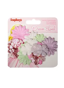 Набор принтованных бумажных цветочков 25мм, 30мм, 38мм Волшебная страна, Розовые цветы