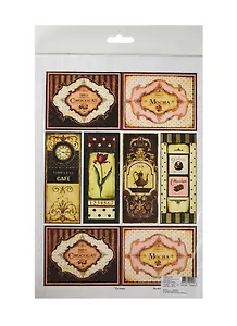 Рисовая карта для декупажа Этикетки шоколад (АМ400027) (21х29см) (упаковка)