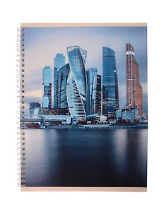 Тетрадь А4 80л лин. "Москва" мел.картон, выб.лак, евроспираль, офсет