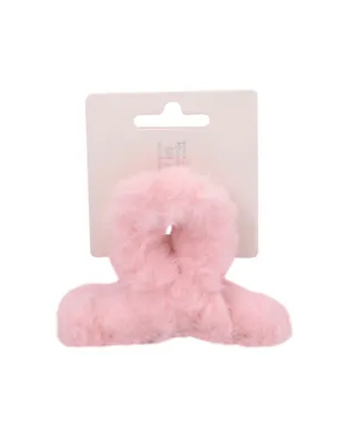 Заколка-крабик светло-розовая (иск.мех) (8см) (12-010253-B66) (Lafilaf) 3101132