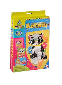 Мозаика-набор по номерам Сверкающие котята (00424) (4 картинки) (1700+ дет.) (Orb Factory) (4+) (коробка)