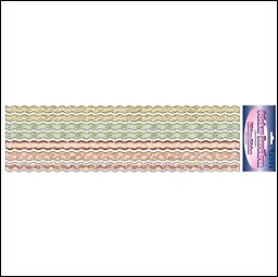 Набор лент текстильных самоклеющихся для скрепбукинга Разноцв. волн. с блестками (G25007) (30смх1,5) (упаковка)