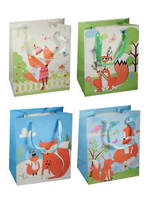 Пакет подарочный бумажный А5 23*18*10 "Лисы в цвете", дет., мат. ламинат, Kairui