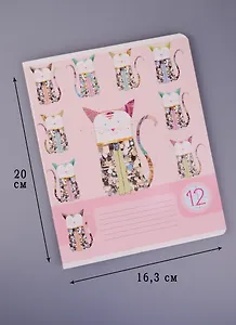 Тетрадь в узкую линейку Academy Style, Turnowsky, 12 листов, в ассортименте