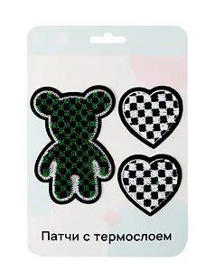 Нашивки Мишка, сердца (термонаклейки)