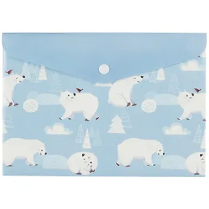 Папка-конверт на кнопке "Белые медведи", А5