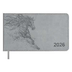 Еженедельник дат. 2026г. 64л 150x87 мм 150x87 мм "Виннер" серый, кожзам, мягк.переплет, блинт.тиснение, офсет, карманный, горизонт, справ.мат-лы, закругл.углы, ляссе, инд.уп