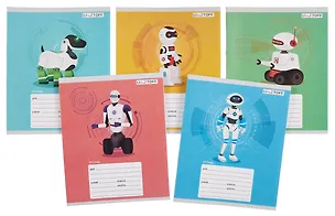 Тетрадь 18л кл. "Роботы" мел.картон, офсет 60г/м2, поля, ассорти 3084010