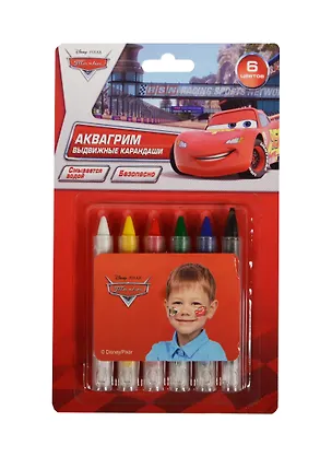Аквагрим MultArt Карандаши выдвижные Disney Тачки (180580) (6 цветов) (блистер) (в кор. 4х24шт) 2476773