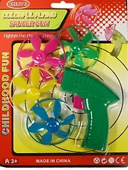 Пистолет- запускающий механизм (15024600) (+4 летающих элемента) (в ассорт.) (3+) (упаковка) 2452849