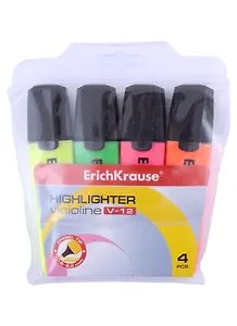 Текстовыделители Erich Krause, Visioline V-12, желтый, розовый, оранжевый, зеленый