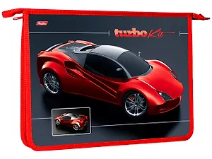 Папка для тетрадей А4 2отд. "Тurbo car" на молнии сверху, пластик, Hatber