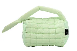 Косметичка стеганная с объёмной ручкой (мятная) (текстиль, PU) (20х13см)