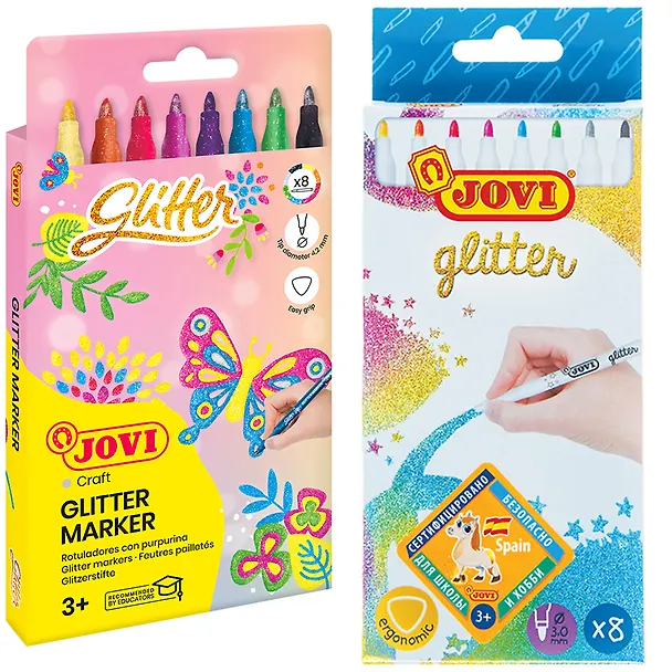 Фломастеры «Glitter» Carioca, 8 цветов, с блестками, смываемые 3050907 — 9