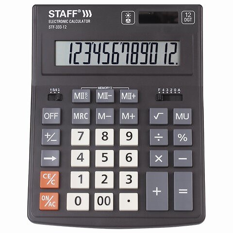 Калькулятор 12-разрядный настольный, STF-333, Staff 262563 — 1