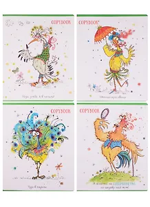 Тетрадь в клетку ПЗБМ, "Чудо в перьях", 48 листов, в ассортименте