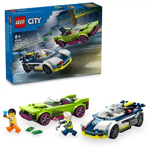 60415 Конструктор детский LEGO City Погоня полицейской машины за гоночным автомобилем, 213 деталей, возраст 6+