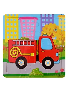 Развивающая рамка Пожарная машина, дерево, 15х15 см ZK-011