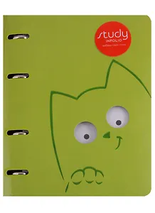 Тетрадь на кольцах в клетку InFolio, Peep, 120 листов, зеленая