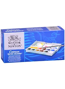 Краски акварельные "Cotman" 12 цв, мал.кюв., компактная кисть, пласт.кор., Winsor&Newton