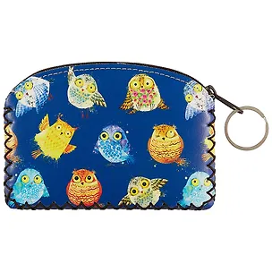 Кошелек на молнии Совы на синем фоне (9х13) (кожзам) 2619146