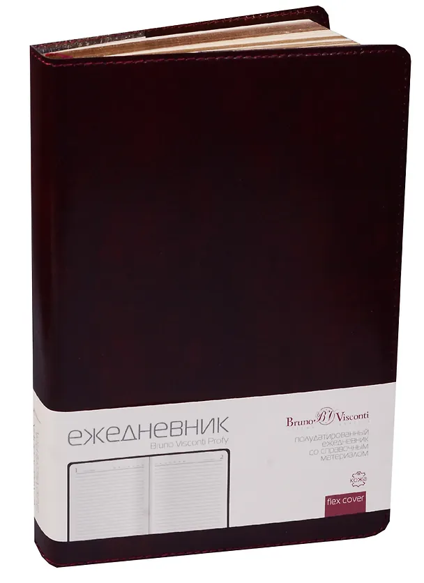 Ежедневник недат. А5 208л "PROFY" коричневый, иск.кожа, золотой обрез, ляссе, Bruno Visconti 242704 — 4