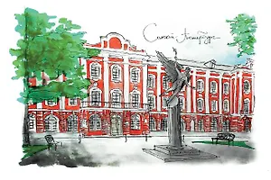 Открытка 10*15см тушь СПб СПбГУ О/010/018