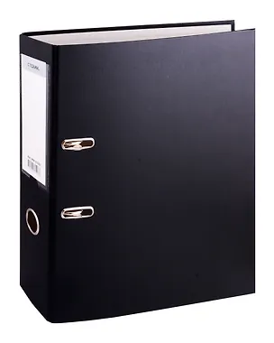 Папка архивная 70мм А4 черная, бумвинил, прозр.карман, СТАММ 3030661