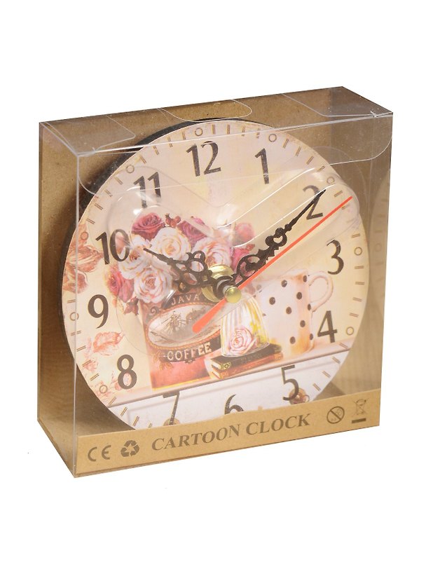 Сувенир, Часы настольные Прованс розы и кофе 12см 12-34135-ZJ-012-4 2572136 — 1