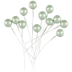 Искусственный декор Жемчужины на проволочке салатные, 0,5см 12шт (ОРР)