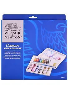 Краски акварельные "Cotman"  10 цв, 8мл, 2 палитры, пласт.кор., Winsor&Newton