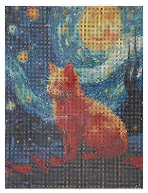 Алмазная мозаика (классическая), с подрамником, с полным заполнением "Кот Ван Гога", 30 х 40 см 3026619