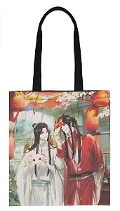 Сумка-шоппер Благословение небожителей Се Лянь и Хуа Чэн с масками (цветная) (текстиль) (40х32) (СК2024-275)