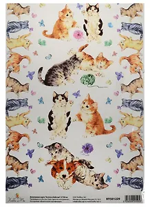 Декупажная карта Котята и бабочки 21*30см