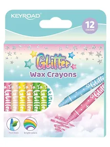 Мелки восковые 12цв "Glitter", к/к, Keyroad