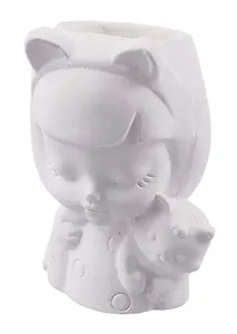 Кашпо-органайзер Девочка с ушками (гипс) (7х12х7) (7503608)