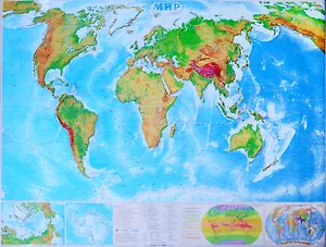 Карта Мир физическая (1:22млн) (КН35) (лам)