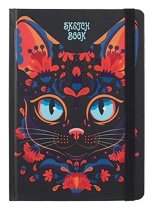 Скетчбук А5 80л "КОТ ЛЯ РУС" 100г/м2, тв.обложка, выб.лак, резинка, мат.ламинация 3076645