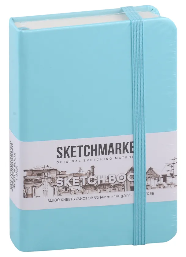 Скетчбук 9*14 80л "Sketchmarker" аквамарин, нелинованн. 140г/м2, слоновая кость, тв.обл. 2969489 — 1