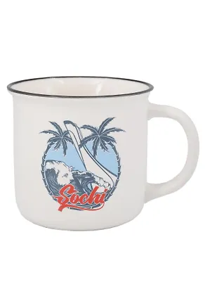 Кружка матовая прямая Круг,пальмы (фарфор) (350мл) (Сочи) (065-8-135-44) 3133767