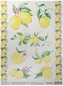 Декупажная карта Лимоны и лаванда 21*30см