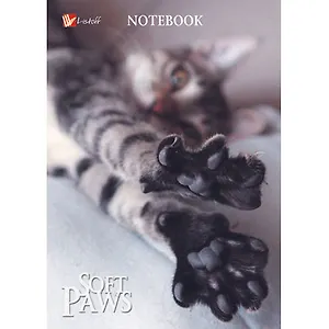 Записная книжка А6 64л кл. "Мягкие лапки (кошка)" 7БЦ, глянц.ламинация, бел.блок, Listoff