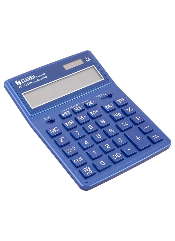 Калькулятор 12 разрядный настольный, 2-е питан., темно-синий, ELEVEN SDC-444 2974084 — 1
