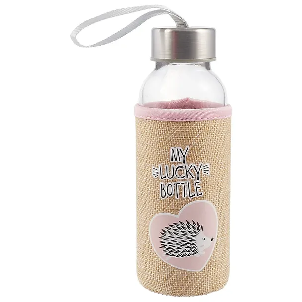 Бутылка в чехле джут Ежик My lucky bottle (стекло) (300мл) 2659730 — 1